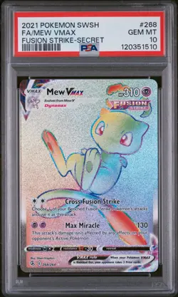 2021 POKEMON SWORD & SHIELD FUSION STRIKE SECRET #268 FULL ART/MEW VMAX PSA 10 - Image 1