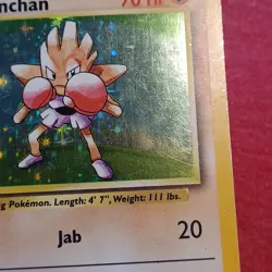 Pokemon 1999 WOTC Base Set: Hitmonchan 7/102 Holo Foil Rare - MP - Image 3