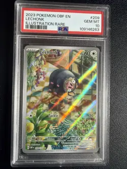 2023 POKEMON OBF EN-OBSIDIAN FLAMES ILLUSTRATION RARE #209 LECHONK PSA 10 - Image 1