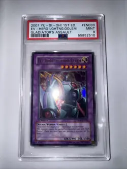 Yugioh Evil Hero Lightning Golem PSA 9 Gladiator’s Assault GLAS-EN039 - Image 1