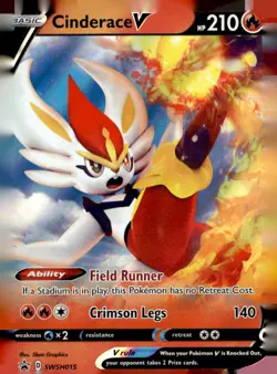Cinderace V - Promo SWSH: Sword & Shield Promo Cards SWSH015 NM Pokemon TCG - Image 1