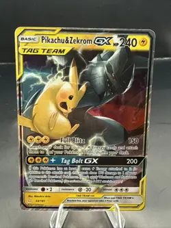 Pokemon Pikachu & Zekrom GX Ultra Rare Holo Sm-Team Up 33/181 LP - Image 2