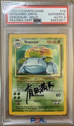 1999 Pokemon Venusaur Holo Mitsuhiro Arita Signed PSA 9 Autograph G2U - Image 1