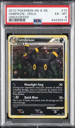 2010 POKEMON HEARTGOLD & SOULSILVER UNDAUNTED #10 UMBREON-HOLO PSA 6 - Image 1