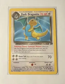 Dark Dragonite 22/82 Team Rocket Rare Non-Holo Vintage Pokemon TCG Card Damaged - Image 1