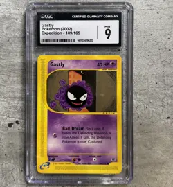Pokemon Card Gastly CGC 9 Mint, e-Reader Expedition 109/165, 2002 (1) - Image 1