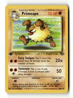 Primeape Uncommon 1st Edition Jungle 43/64 LP Pokemon TCG - Image 1