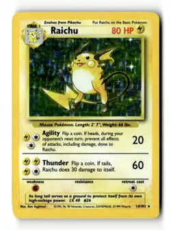 Raichu Holo Rare Holo Base Set 014/102 LP Pokemon TCG - Image 1