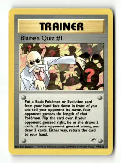 Blaine's Quiz #1 Rare Unlimited Gym Heroes 097/132 LP Pokemon TCG - Image 1
