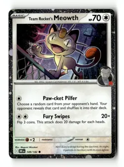 Team Rocket's Meowth (Cosmos Holo) 149/18 NM Pokemon TCG - Image 1