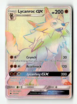 Lycanroc GX (Secret) Holo SM - Burning Shadows 155/147 NM Pokemon TCG - Image 1