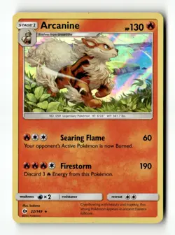 Arcanine Holo Rare Holo SM Base Set 22/149 NM Pokemon TCG - Image 1