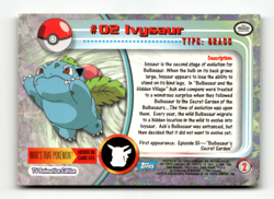 1999 Topps Pokemon TV Animation Edition Series Blue Label Ivysuar #02 Holo - Image 1