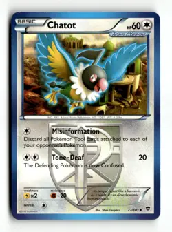 Chatot (Team Plasma) Uncommon Reverse Holo Plasma Blast 77/101 LP Pokemon TCG - Image 1