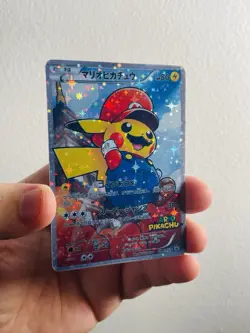 Pokemon Card Mario Pikachu Promo Nintendo Japan | Fan Made Bookmark - Image 1