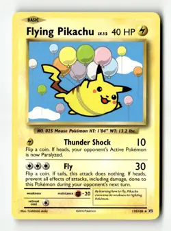 Flying Pikachu Secret Rare Normal XY - Evolutions 110/108 NM Pokemon TCG - Image 1