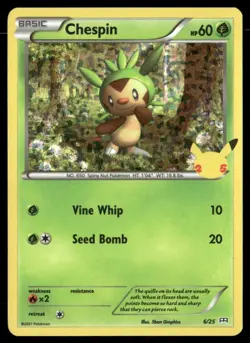 Chespin - 6/25 Holo McDonald's 25th Anniversary Promos 006/025 NM Pokemon TCG - Image 1