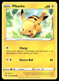 Pikachu Common SWSH01: Sword & Shield Base Set 065/202 NM Pokemon TCG - Image 1