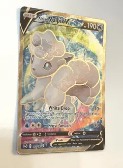 Alolan Vulpix V 173/195 Silver Tempest Full Art Pokemon Card NM Near Mint - Image 3