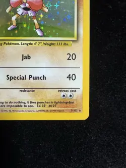 Pokemon TCG Hitmonchan Holo Card Base Set 7/102 LP/NM Condition - Image 4