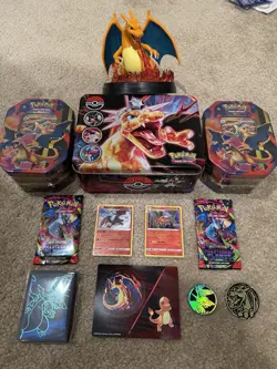 CHARIZARD Lot! 10x total sealed Packs, Tins, Coins, Cards, Sleeves,Figure &more! - Image 1