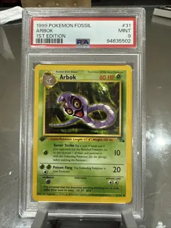 1999 Pokemon Fossil 1st Edition Arbok Regular Not-Holo Card #31/62 - Image 1