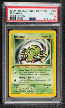 Spinarak 1st Ed. Pokemon Neo Genesis PSA 9 MINT 2000 - Image 1
