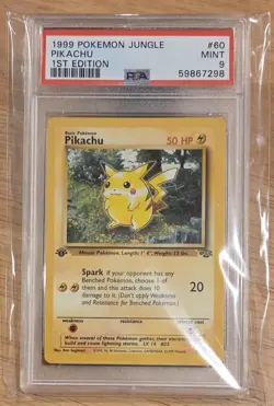 JUNGLE PIKACHU 1ST ED, PSA 9, 60/64, POKEMON 1999 JUNGLE SET - Image 1
