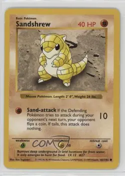 Sandshrew Shadowless Pokemon Base Set #62 1999 - Image 1
