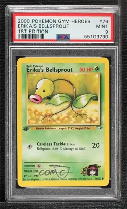 Erika's Bellsprout 1st Ed. Pokemon Gym Heroes PSA 9 MINT 2000 - Image 1