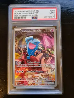 2025 Pokemon Scarlet & Violet Promo Team Rocket's Wobbuffet #203 PSA 9 - Image 1