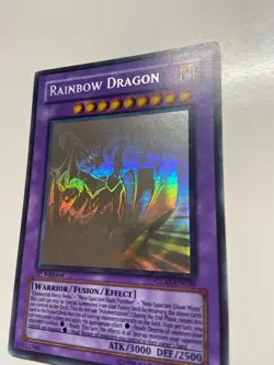 Yugioh Elemental Hero Chaos Neos/Rainbow Dragon Misprint GLAS-EN036 1st Edition - Image 3