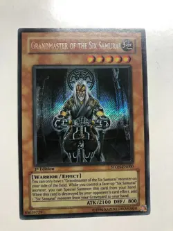 Yugioh Grandmaster of the Six Samurai STON-EN000 Secret Rare 1st Editon VLP/NM - Image 1