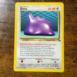Pokemon Card - Ditto Non-Holo Rare 18/62 Fossil Set WOTC 1st Edition - LP - Image 1