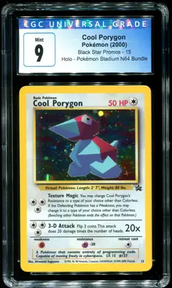 CGC 9 Cool Porygon Holo Black Star Promo 2000 Pokemon Card #15 - Image 1