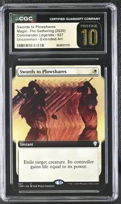 SWORDS TO PLOWSHARES Commander Legends Extended Art U CGC Pristine 10 MTG [NOS] - Image 1