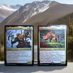 Bruenor Battlehamer AFR + Mabel, Heir to Cragflame Bloomburrow bent corner MTG - Image 1