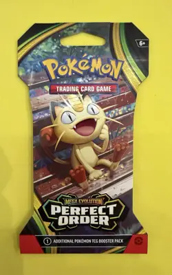 Pokemon Mega Evolution Perfect Order Sleeved Booster Pack Meowth Art Sealed - Image 1