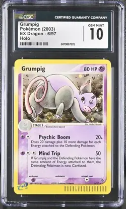 CGC 10 GRUMPIG 6 EX DRAGON HOLO POKEMON GEM MINT - Image 1