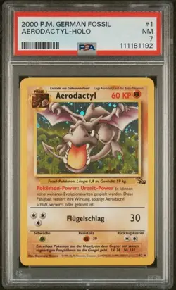 Pokemon Aerodactyl Holo PSA7 Fossil FO1 Deutsch 2000 POP9 - Image 1