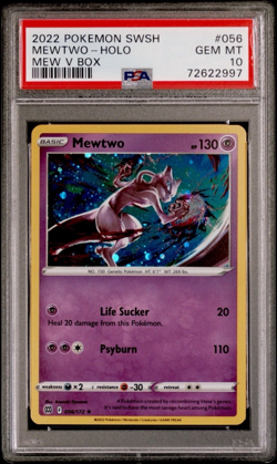 2022 Pokemon SWSH Mewtwo HOLO Mew V Box #056 PSA 10 LOW POP - Image 1