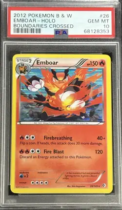 Pokemon 2012 Black and White Boundaries Crossed Emboar Holo PSA 10 Gem Mint B&W - Image 1