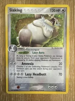 SLAKING 15/107 EX Deoxys Holo Pokemon Card MP/Swirl - Image 1