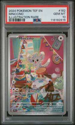2024 POKEMON TEF EN-TEMPORAL FORCES ILLUSTRATION RARE #182 MINCCINO PSA 10 - Image 1