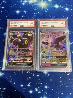 Pokemon Sun & Moon Base Umbreon GX #80 & Espeon GX #61 Sequential PSA 9 Mint - Image 1