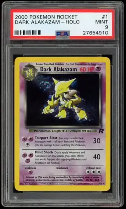 DARK ALAKAZAM 2000 Pokemon Team Rocket #1/82 Holo PSA 9 - Image 1