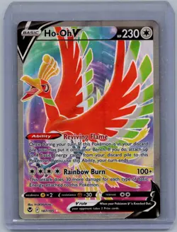 Ho-Oh V (Full Art) 187/195 SWSH12: Silver Tempest Ultra Rare Pokemon TCG NM - Image 1