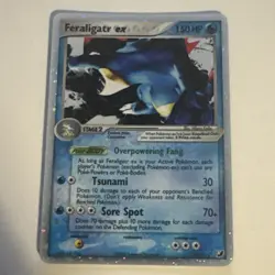 Feraligatr EX 103/115 LP Holo Unseen Forces Rare Scratched English Pokemon Card - Image 1