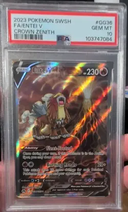 Entei v GG36/GG70 Alternative Art Crown Zenith Pokemon TCG PSA 10 - Image 1