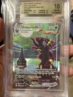 Pokemon Umbreon VMAX 215/203 SWSH07: Evolving Skies Holo BGS PRISTINE 10 PSA - Image 1